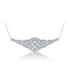 14K White Gold Art Deco Inspired Diamond Necklace