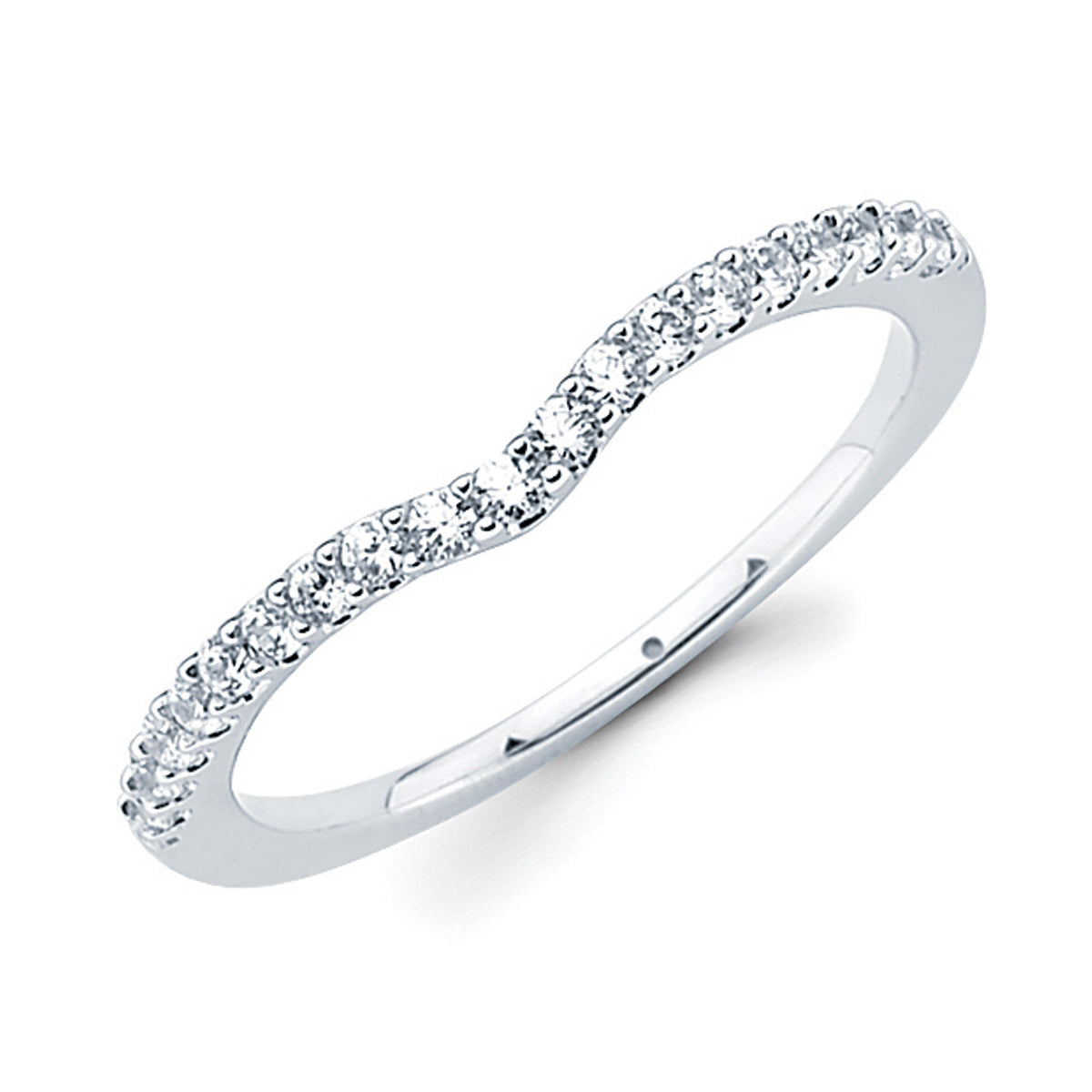 14K White Gold Diamond V Shape Contour Band