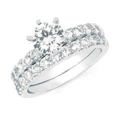 Classic White Gold Bridal .50CTW Semi-Mount Shown with 1CT Center