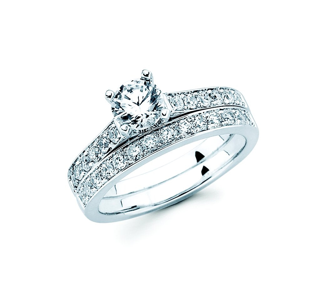 14K Round Brilliant Diamond Semi-Mount Engagement ring