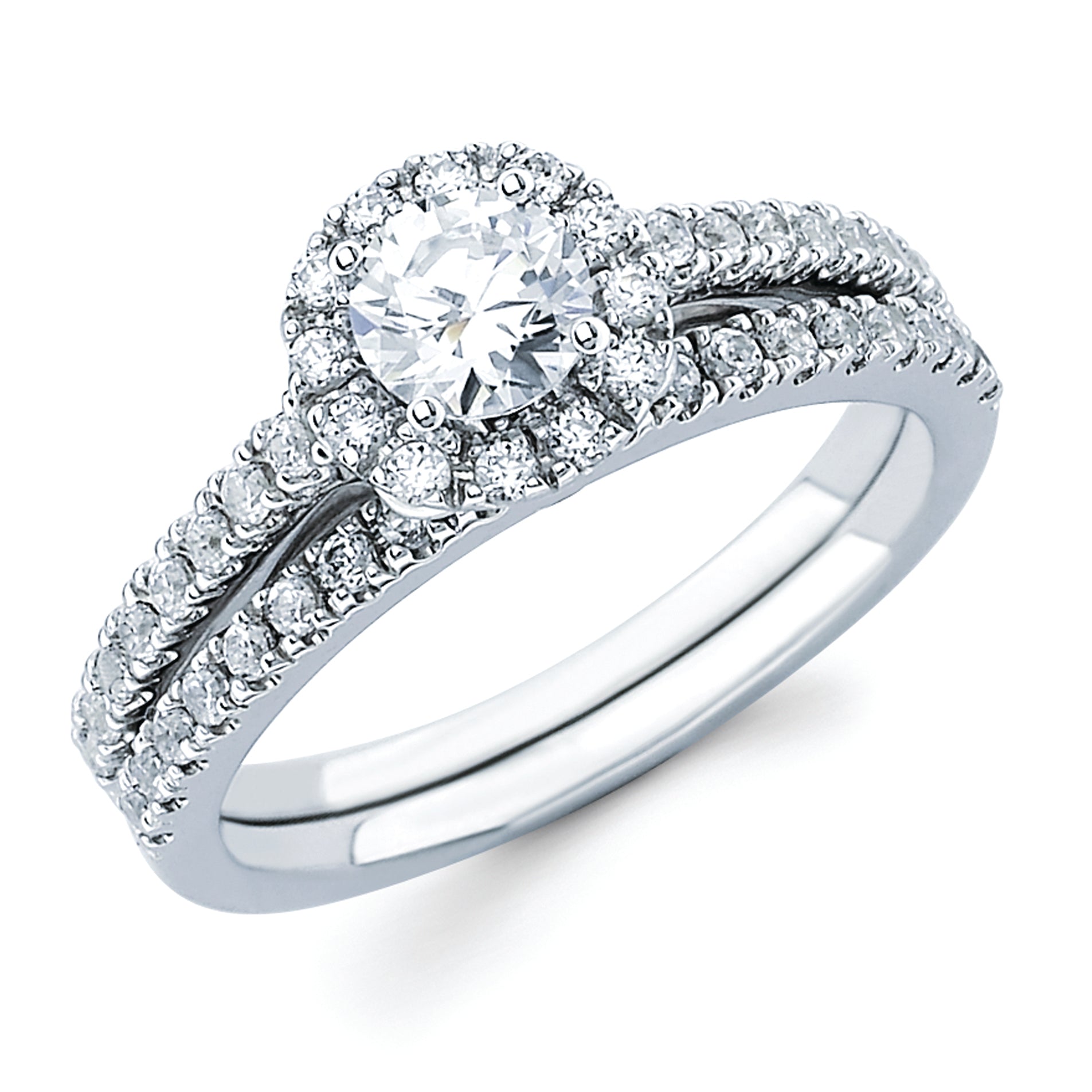 Halo Bridal: 1/3 Ctw. Diamond Halo Semi Mount available for 1/2 Ct. Round Center Diamond in 14K Gold