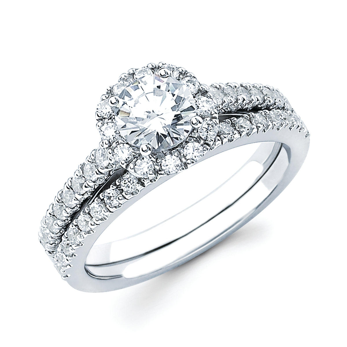Halo Bridal: 3/8 Ctw. Diamond Halo Semi Mount available for 3/4 Ct. Round Center Diamond in 14K Gold