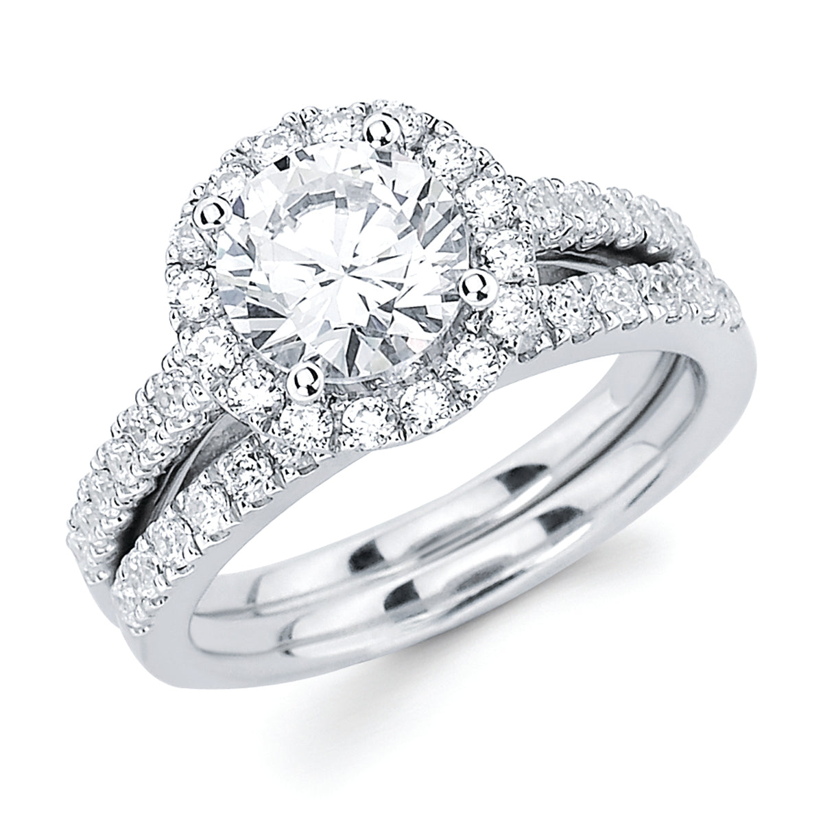 Halo Bridal: 1/2 Ctw. Diamond Halo Semi Mount available for 1-1/2 Ct. Round Center Diamond in 14K Gold