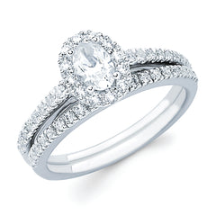 Halo Bridal: 1/3 Ctw. Diamond Halo Semi Mount available for 1/2 Ct. Oval Center Diamond in 14K Gold