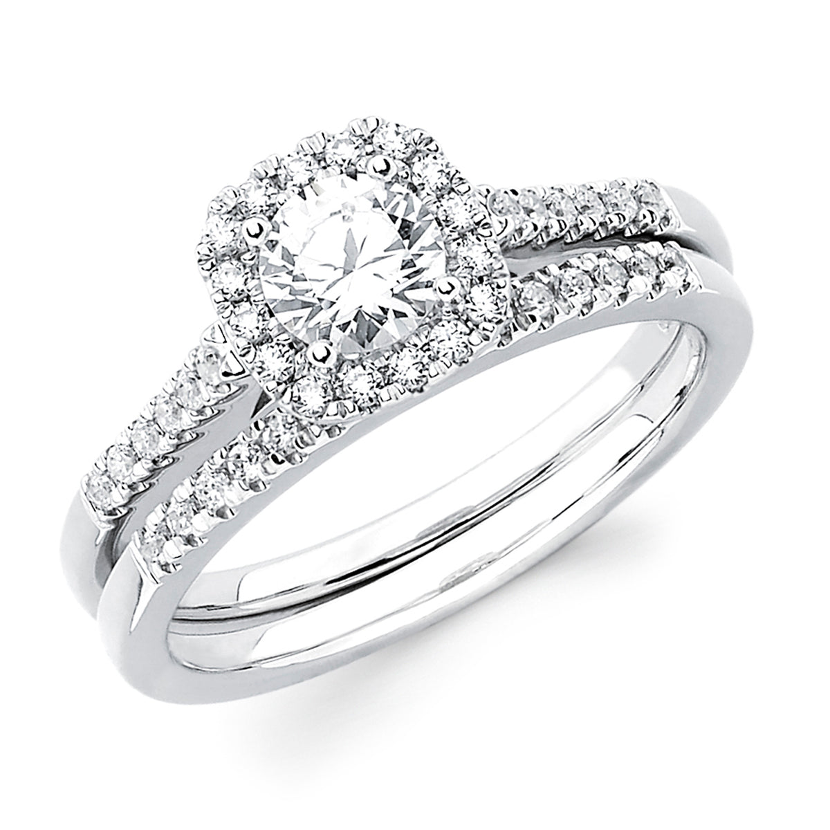 Halo Bridal: 1/6 Ctw. Diamond Halo Semi Mount available for 1/2 Ct. Round Center Diamond in 14K Gold