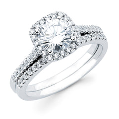 Halo Bridal: 1/5 Ctw. Diamond Halo Semi Mount available for 1 Ct. Round Center Diamond in 14K Gold