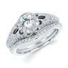 14K White Gold Diamond Shadow Band for Engagement Ring Shown