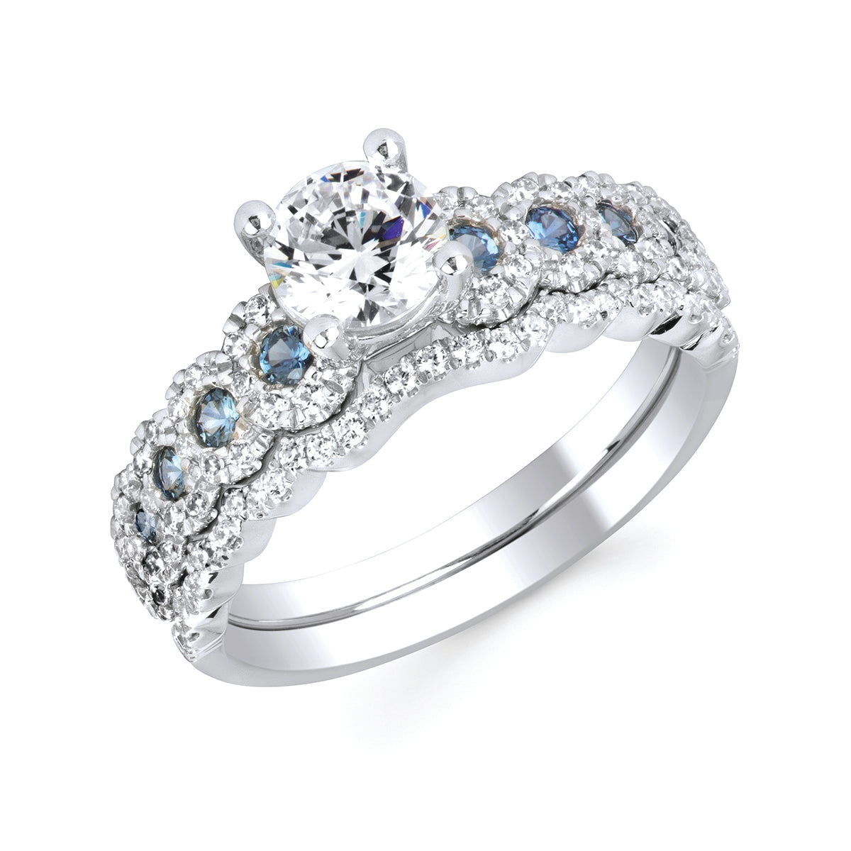 Vibrant Love&trade; made with Genuine Blue Sapphire and Diamond available with 3/4 Ct. Round Center in 14K Gold