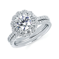 Halo Bridal: 5/8 Ctw. Diamond Halo Semi Mount available for 1 Ct. Round Center Diamond in 14K Gold