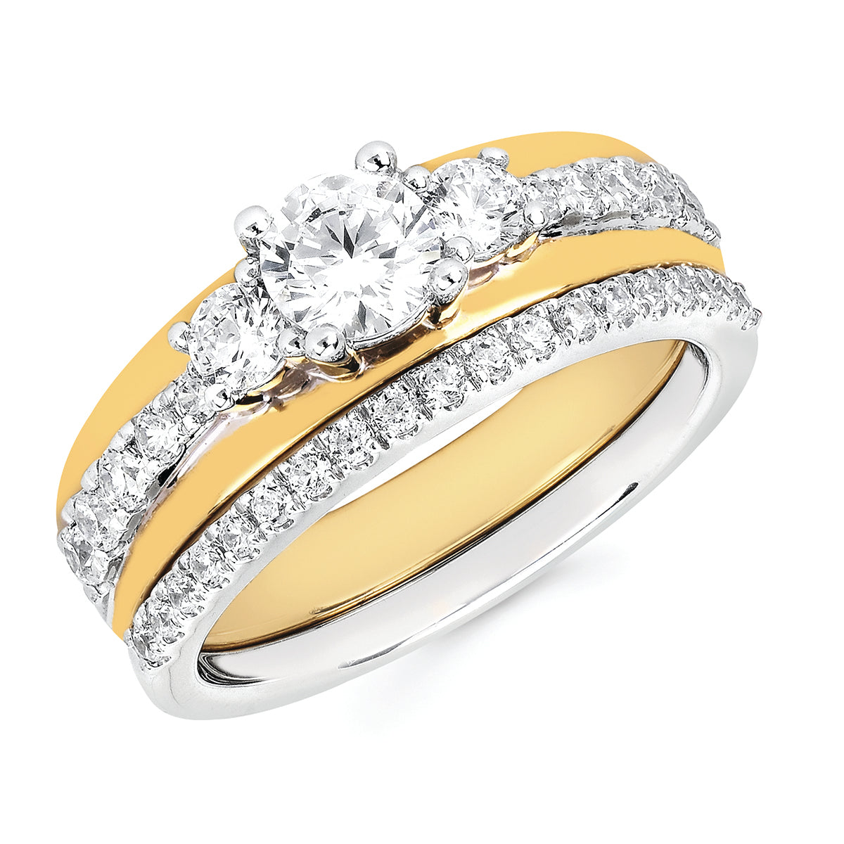 Classic Bridal: 1/2 Ctw. Diamond Semi Mount shown with 1/2 Ct. Round Center Diamond in 14K Gold