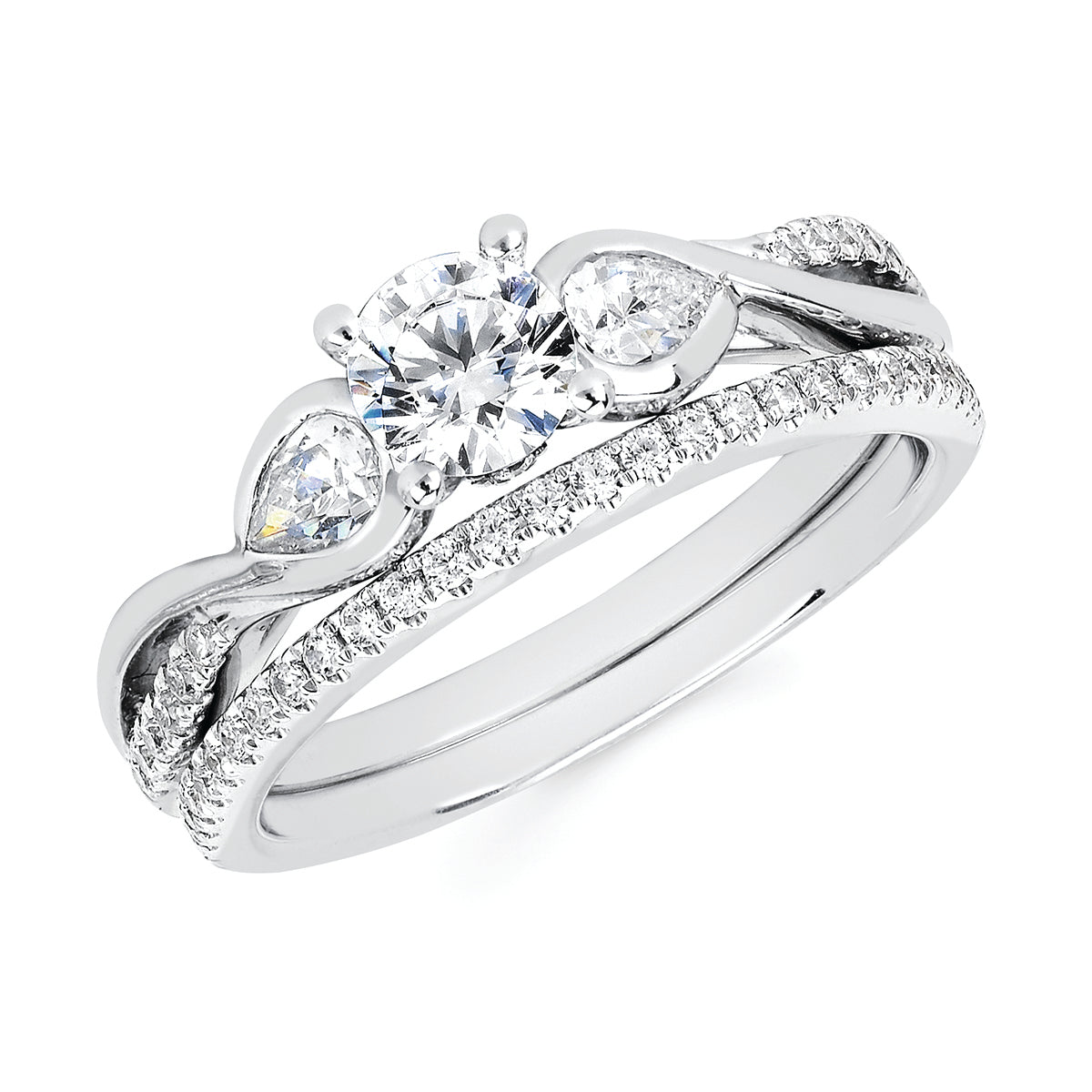Classic Bridal: Semi Mount shown with 1/2 Ct. Round Center Diamond in 14K Gold