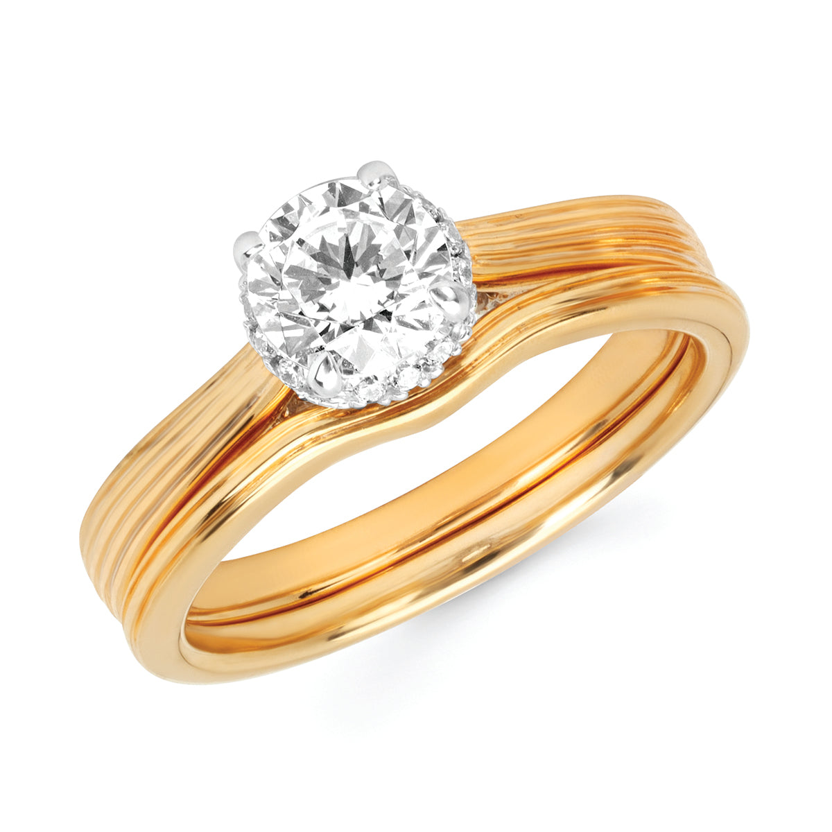 Diamond Semi Mount shown with .75 Ct. Round Center in 14K Gold