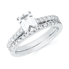 14K White Gold 3/4Ct. Emerald Cut Center Diamond Engagement Ring Semi-Mount