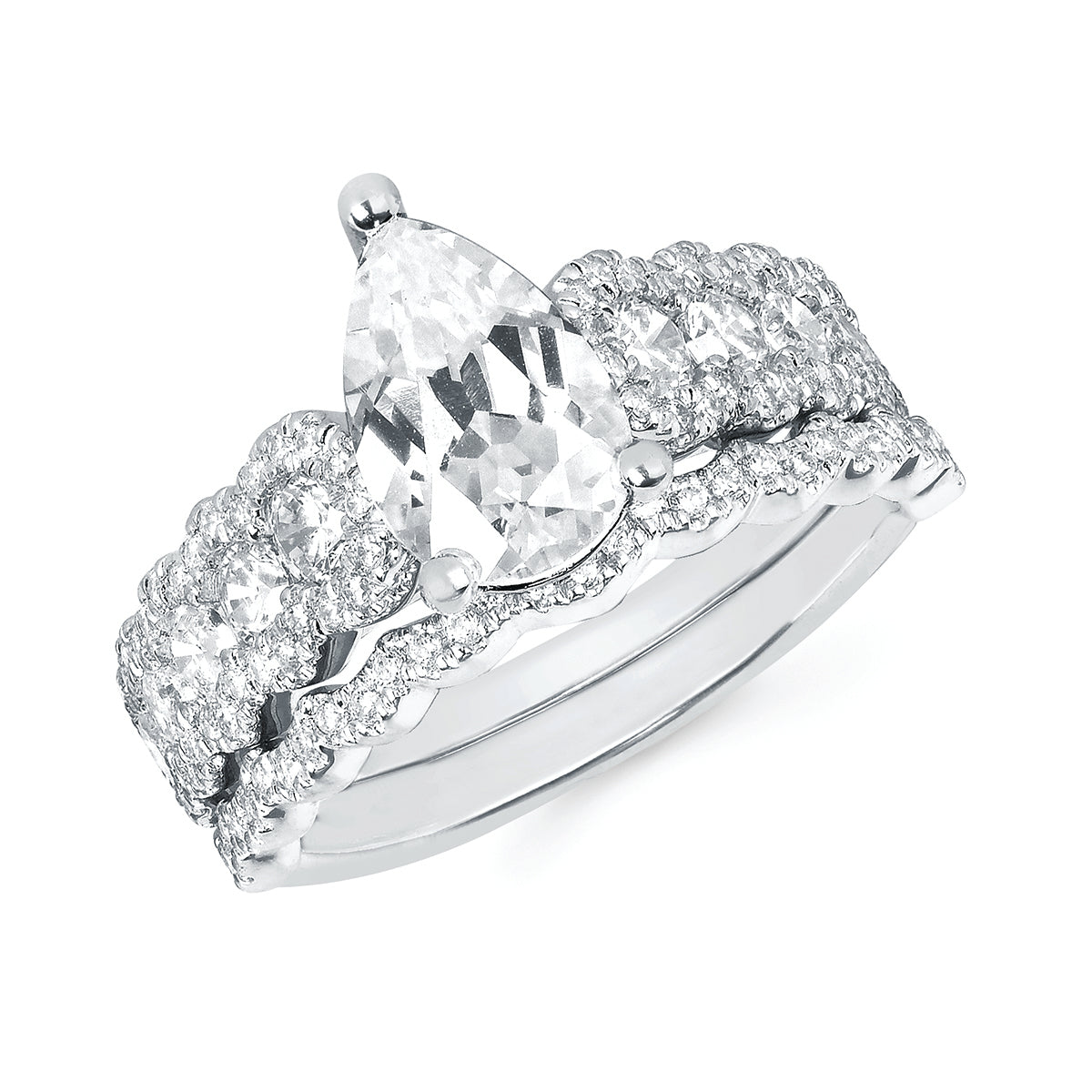 Classic Bridal: 1Ctw. Diamond Semi Mount shown with 1.50Ct. Pear Center Diamond in 14K Gold