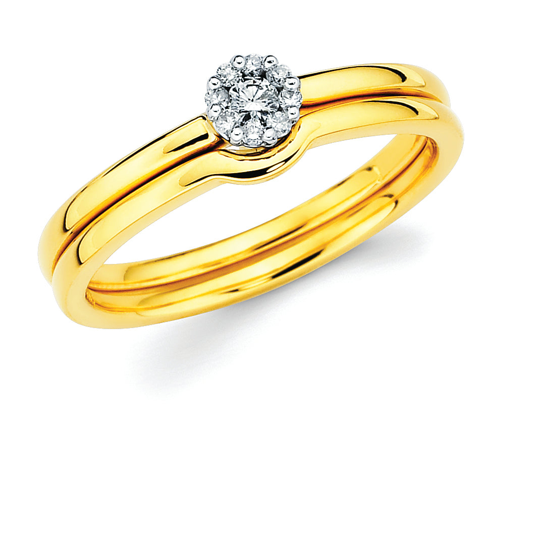 Halo Bridal: 1/10 Ctw. Round Diamond Cluster Ring in 14K Gold