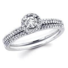 Halo Bridal: 1/7 Ctw. Diamond Halo Semi Mount available for 1/5 Ct. Round Center Diamond in 14K Gold