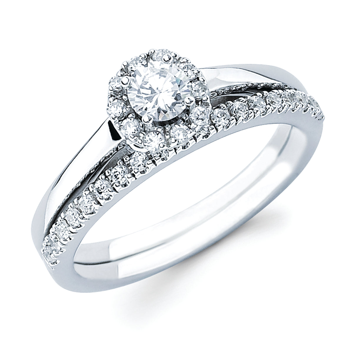 Halo Bridal: 1/10 Ctw. Diamond Halo Semi Mount available for 1/4 Ct. Round Center Diamond in 14K Gold