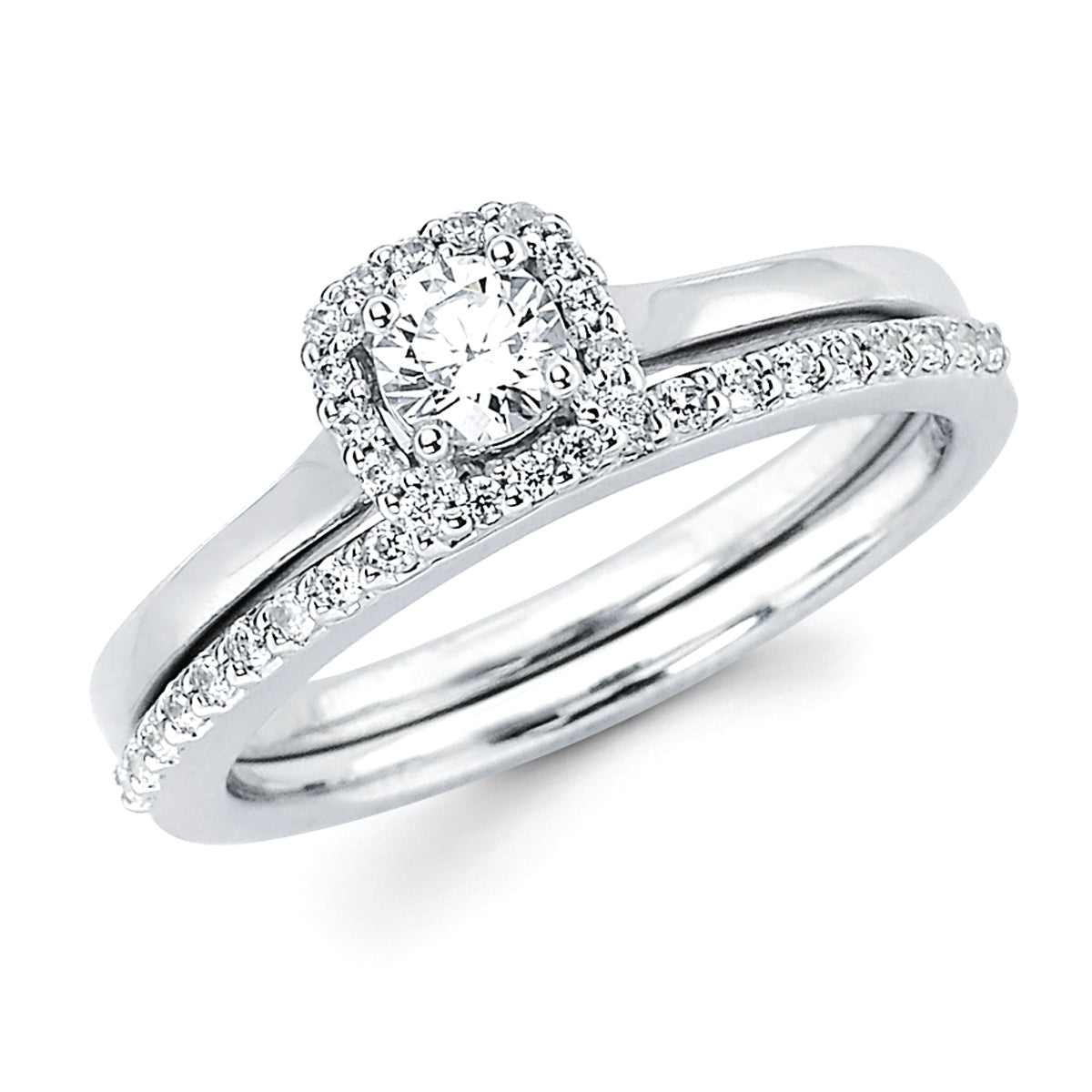 Halo Bridal: .08 Ctw. Diamond Halo Semi Mount available for 1/4 Ct. Round Center Diamond in 14K Gold