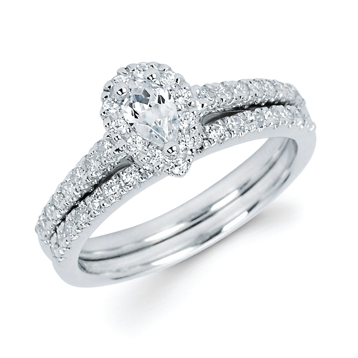 Halo Bridal: 1/4 Ctw. Diamond Halo Semi Mount available for 1/4 Ct. Pear ShapeCenter Diamond in 14K Gold