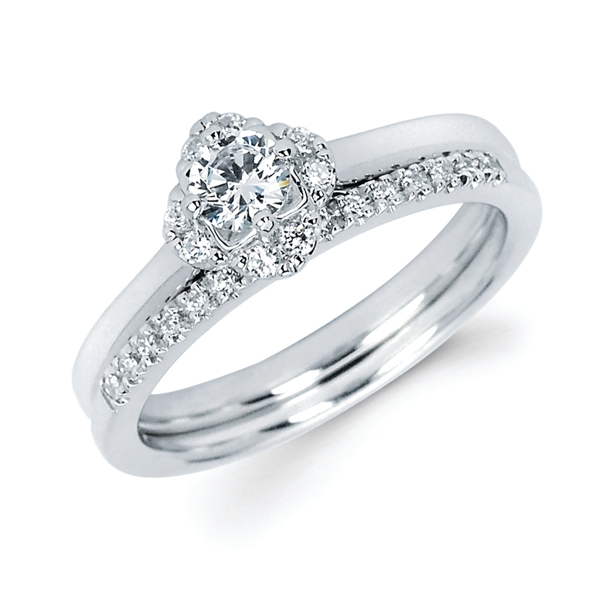 Halo Bridal: .09 Ctw. Diamond Halo Semi Mount available for 1/4 Ct. Round Center Diamond in 14K Gold