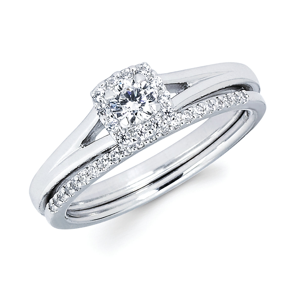 Halo Bridal:.08 Ctw. Diamond Halo Semi Mount available for 1/5 Ctw. Round Center Diamond in 14K Gold