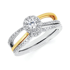 Modern: 1/5 Ctw. Diamond Semi Mount with 1/5 Ct. Round Center Diamond in 14K Gold