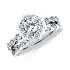 Halo: 1/3 Ctw. Diamond Semi Mount with 3/8 Ct. Round Center Diamond in 14K Gold