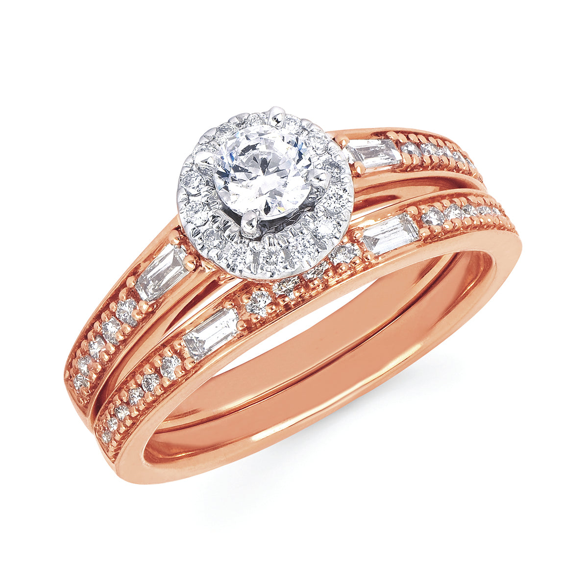 Halo: Diamond Semi Mount shown with 1/3 Ct. Round Center Diamond in 14K Gold