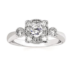 14K White Gold Unique Diamond Engagement Ring (Semi-Mount)