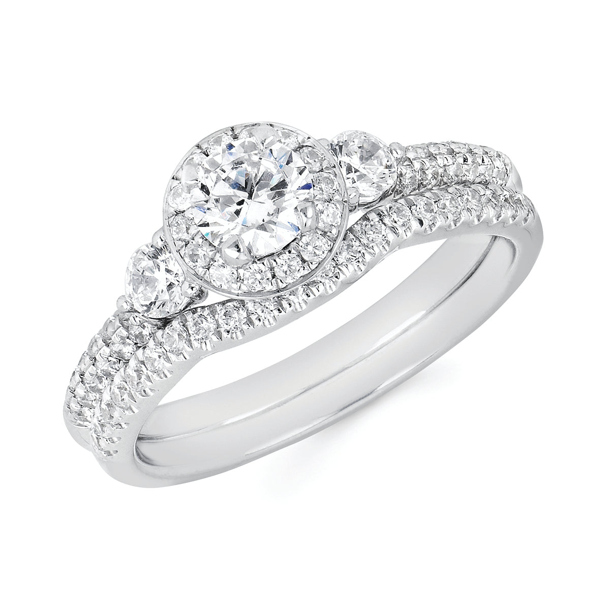 Halo Bridal: 1/2 Ctw. Diamond Halo Semi Mount available for 3/8 Ct. Round Center Diamond in 14K Gold