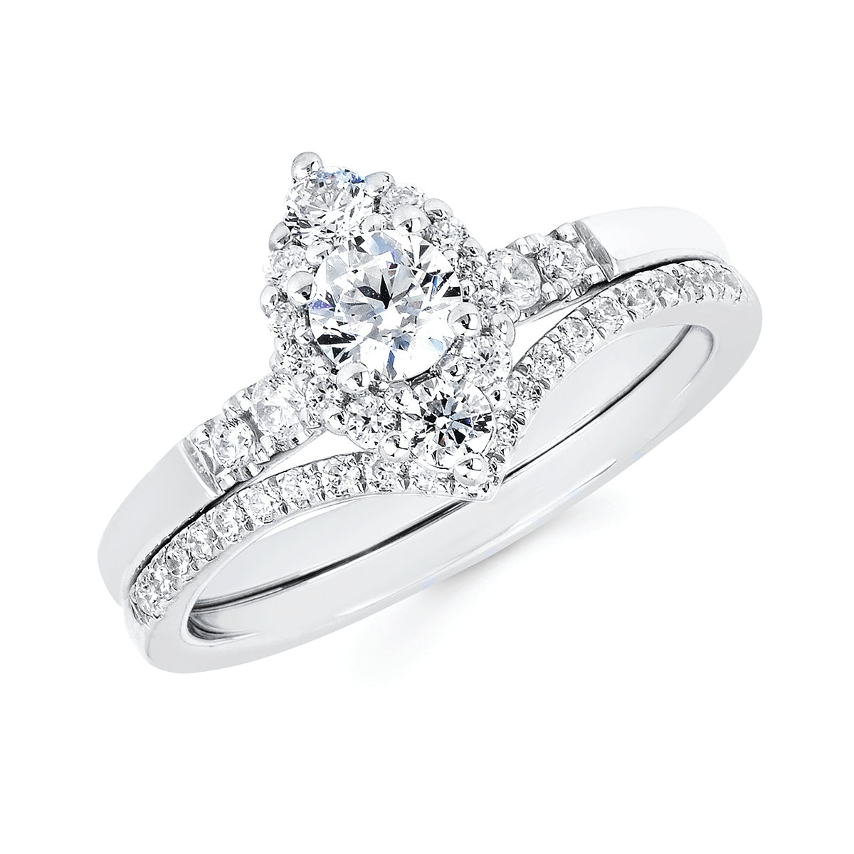 Halo Bridal: 1/3 Ctw. Diamond Halo Semi Mount available for 1/3 Ct. Round Center Diamond in 14K Gold