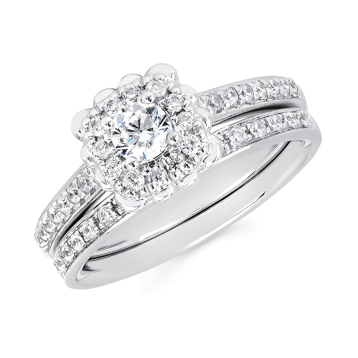 Halo Bridal: 1/4 Ctw. Diamond Halo Semi Mount available for 1/4 Ct. Round Center Diamond in 14K Gold