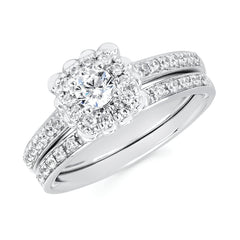 Halo Bridal: 1/4 Ctw. Diamond Halo Semi Mount available for 1/4 Ct. Round Center Diamond in 14K Gold