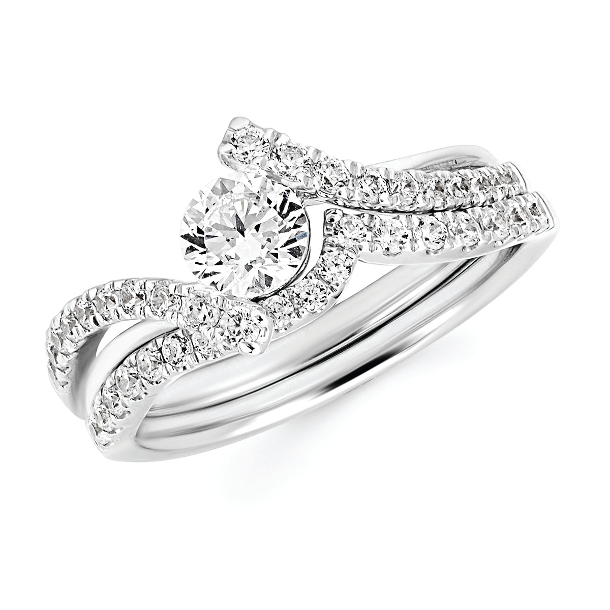 Modern Bridal: 1/5 Ctw. Diamond Semi Mount available for 3/8 Ct. Round Center Diamond in 14K Gold