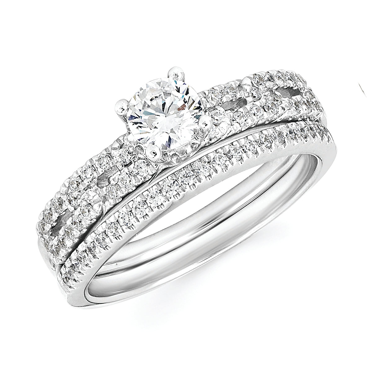 Modern Bridal: 1/4 Ctw. Diamond Semi Mount available for 3/8 Ct. Round Center Diamond in 14K Gold