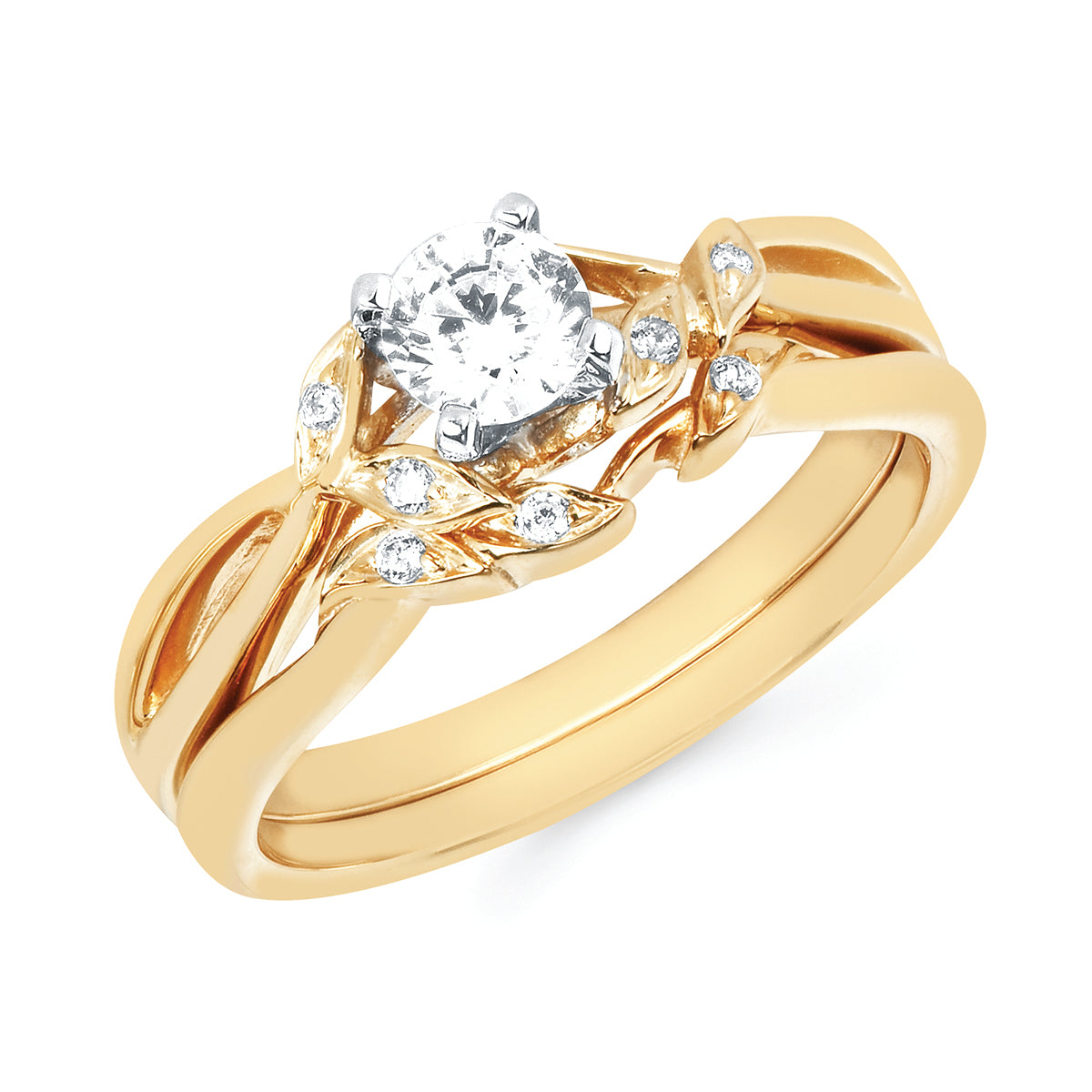 Vintage: 1/3 Ctw. Diamond Semi Mount Shown with 1/3 Round Center Diamond in 14K Gold