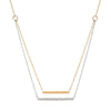 14K Two Tone Double Bar Diamond Layer Necklace