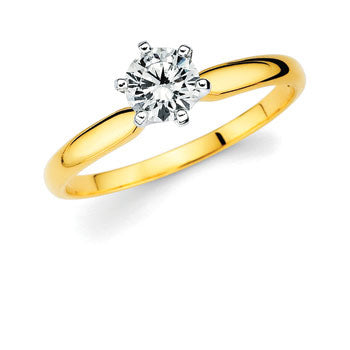 Classic Bridal: Diamond Ring available for 1/5 Ct. Round Center Stone in 14K Gold