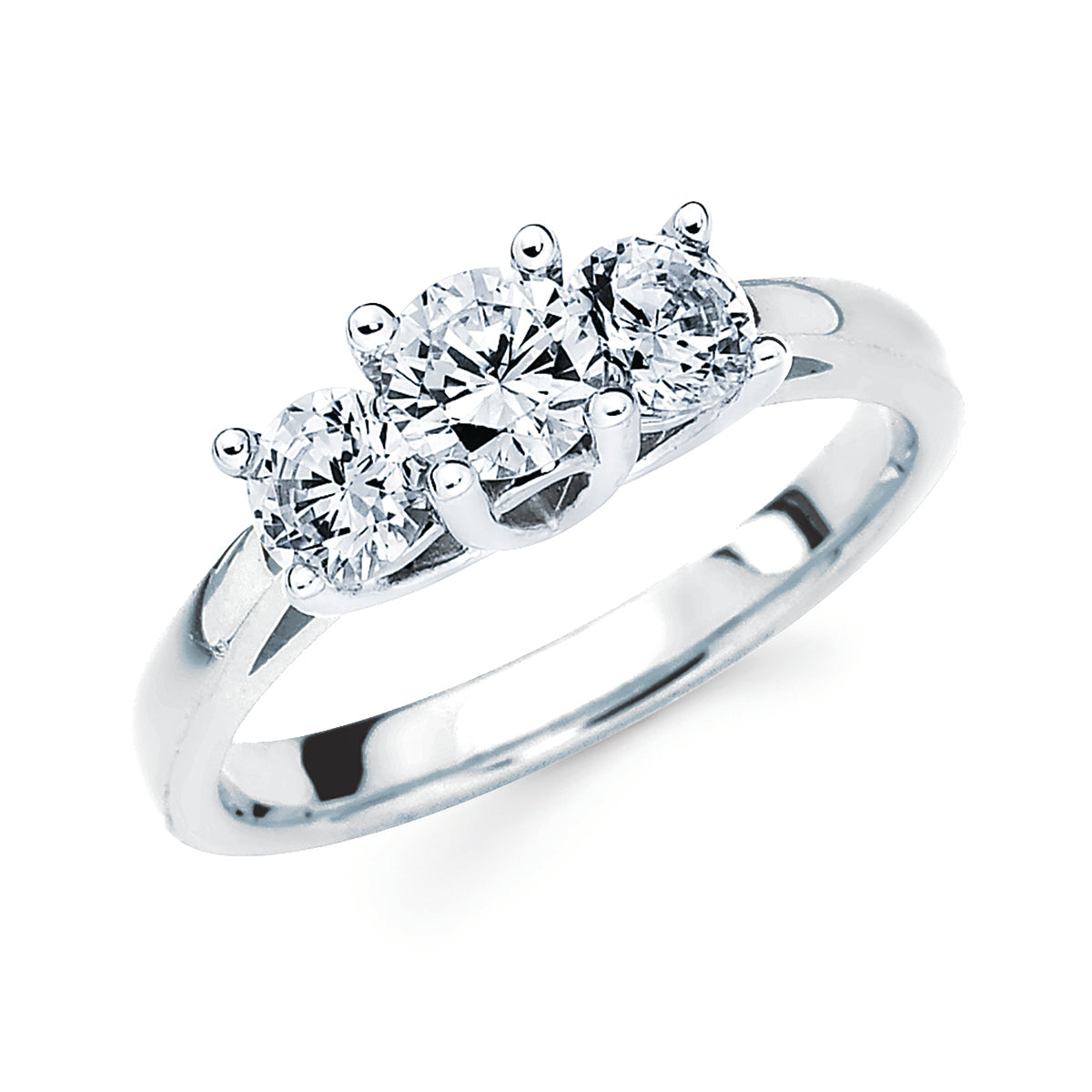 14K White Gold Past, Present, Future Engagement Ring
