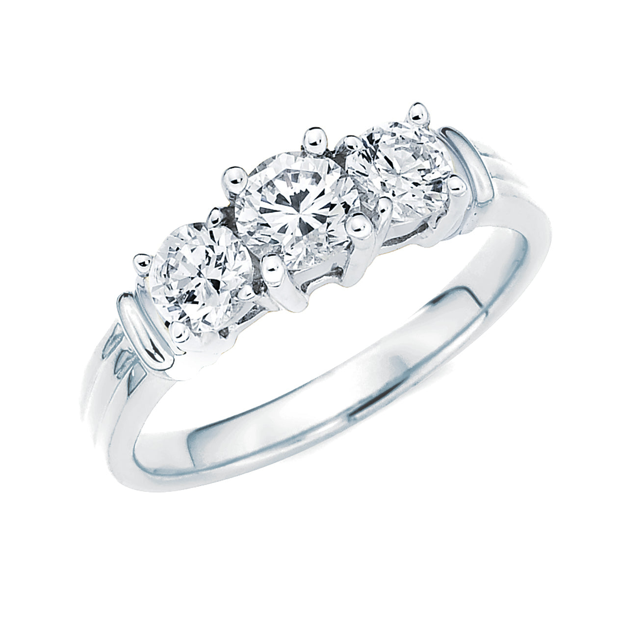 14K White Gold 3 Diamond Anniversary Ring