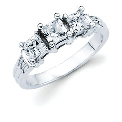 Three Stone Engagement Ring Princess Cut Diamond Engagement Ring