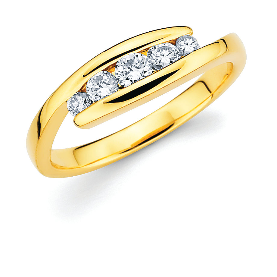 1/5 Ctw. Channel Set 5 Stone Diamond Anniversary Ring in 14K Gold