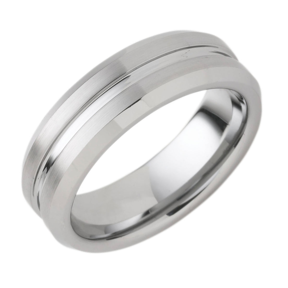 7mm Tungsten Band with Center Channel Accent