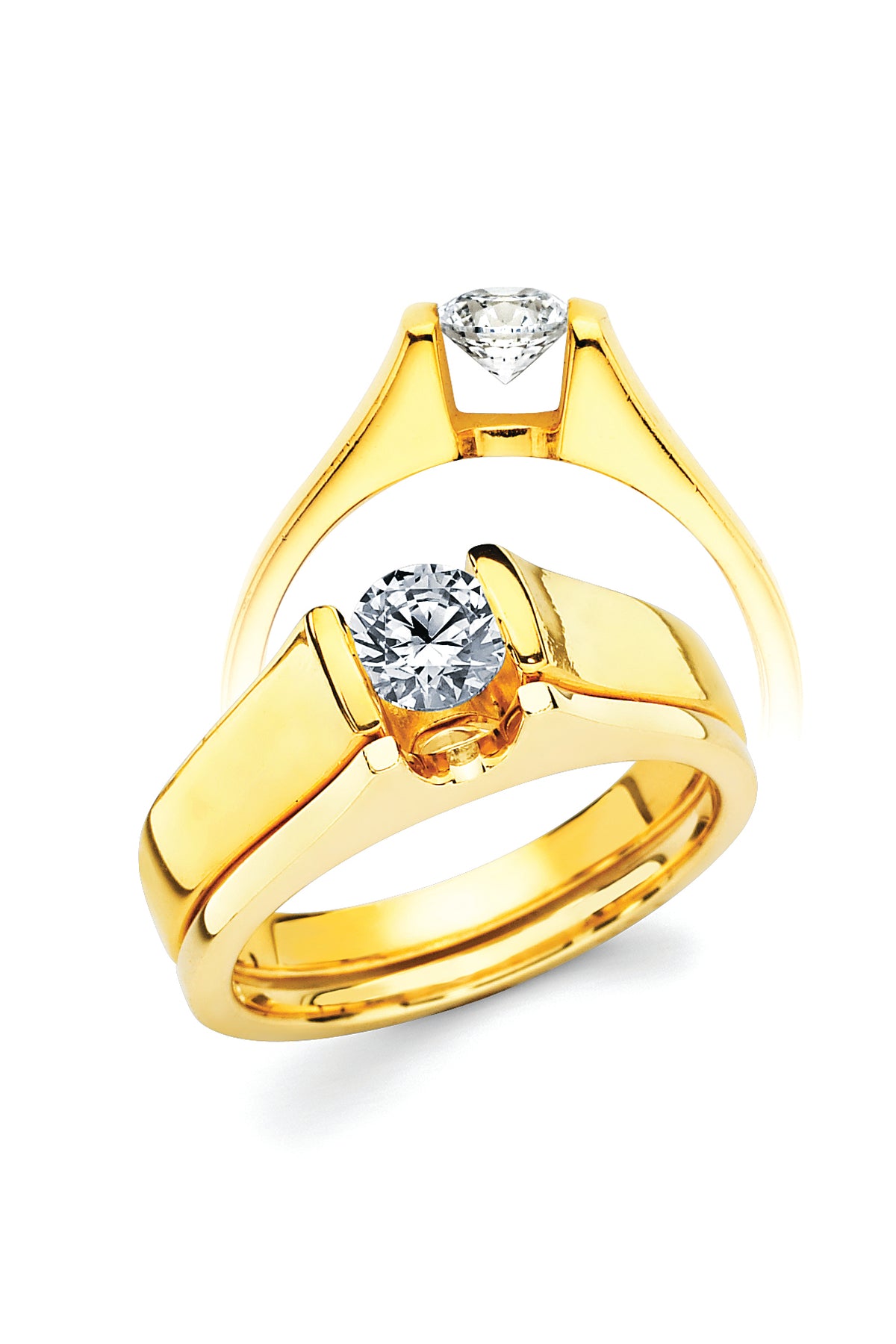 Classic Bridal: Ultrafit&reg; Floating Collection Diamond Ring available for 1/2 Ct. Round Center Stone in 14K Gold