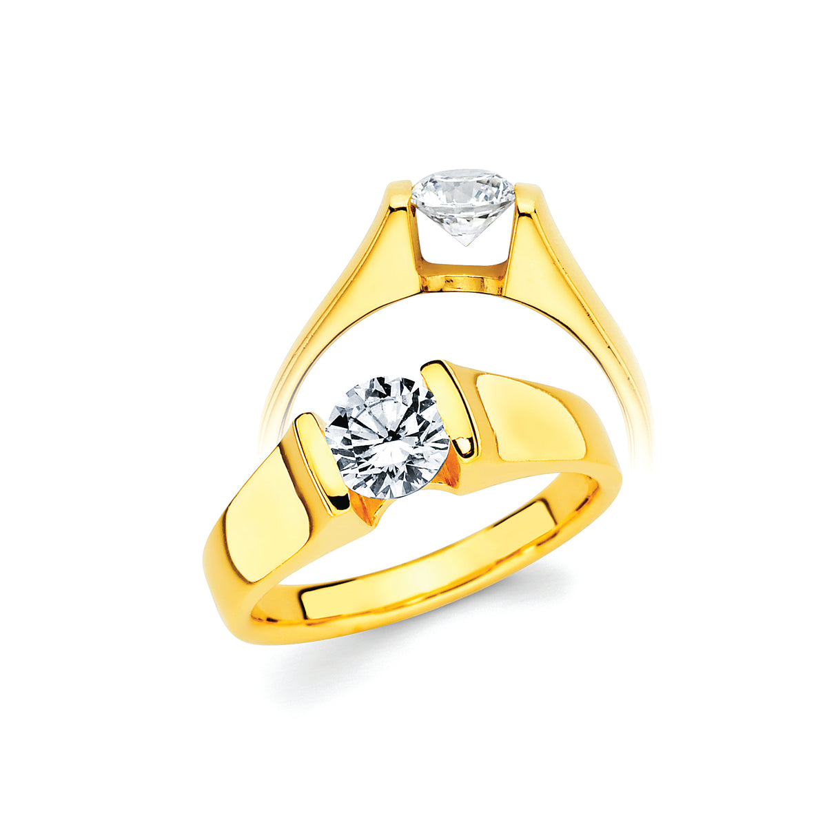 Classic Bridal: Ultrafit&reg; Floating Collection Diamond Ring available for 3/4 Ct. Round Center Stone in 14K Gold