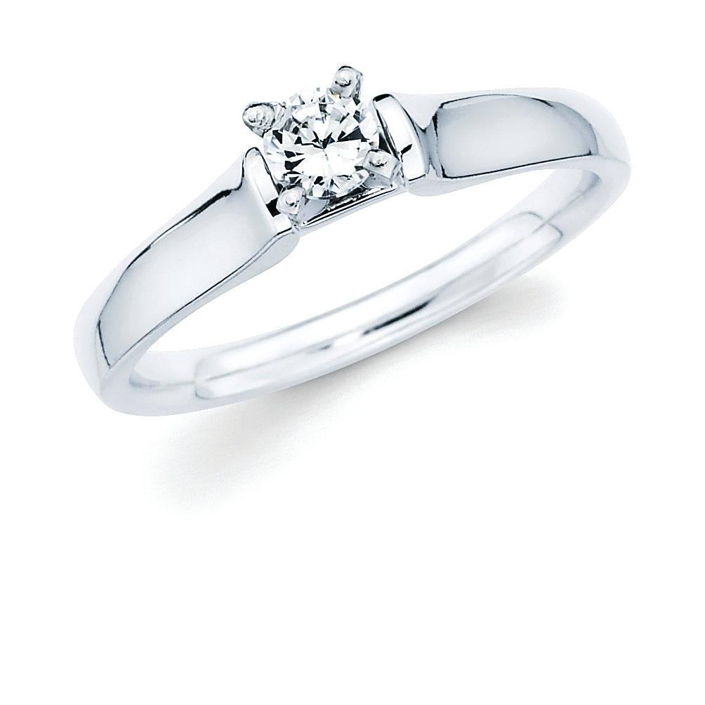 Classic Bridal: Diamond Ring available for 1/2 Ct. Round Center Stone in 14K Gold