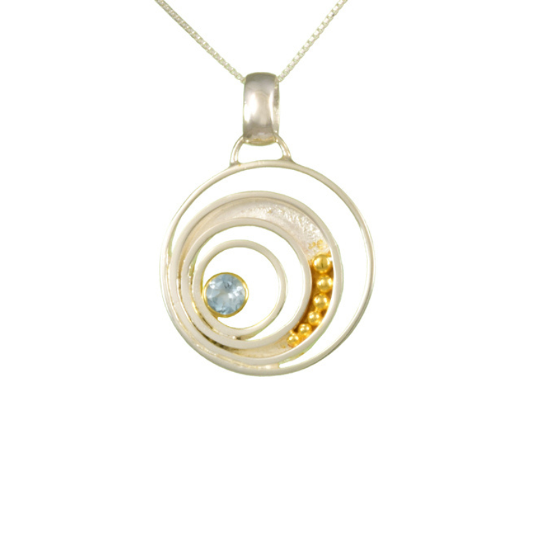 Sterling Silver and 22K Vermeil Infinity Necklace with Blue Topaz