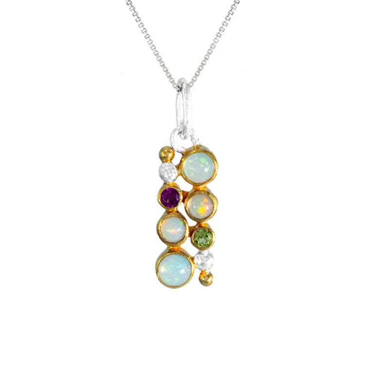 Sterling Silver and 22K Vermeil Opal Bubble Necklace