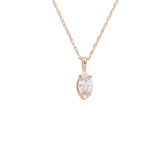 14K Rose Gold Marquise Solitaire Necklace