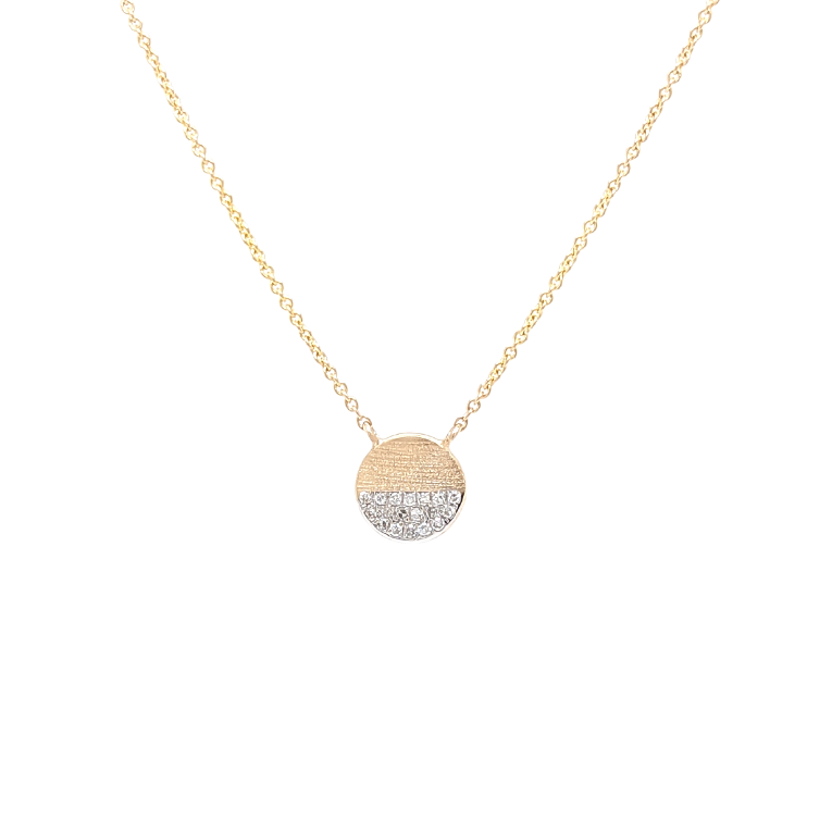 14K Gold Satin Half Circle Necklace